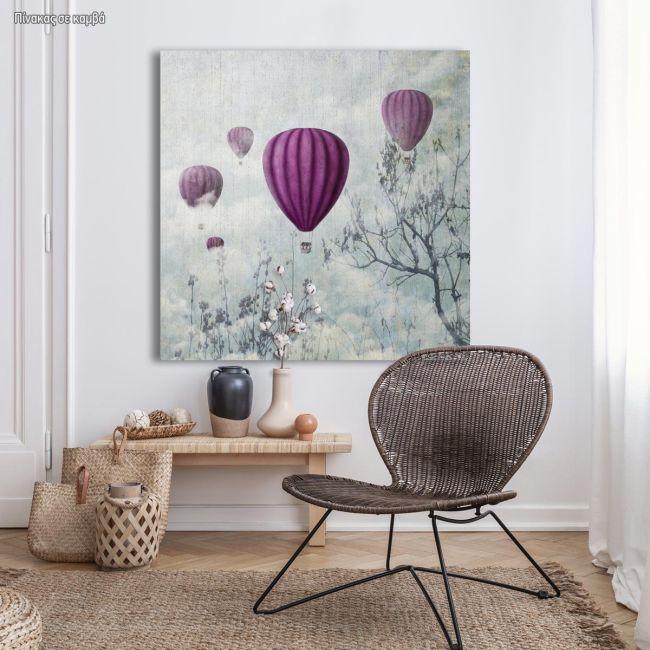 Canvas print Balloons in the clouds