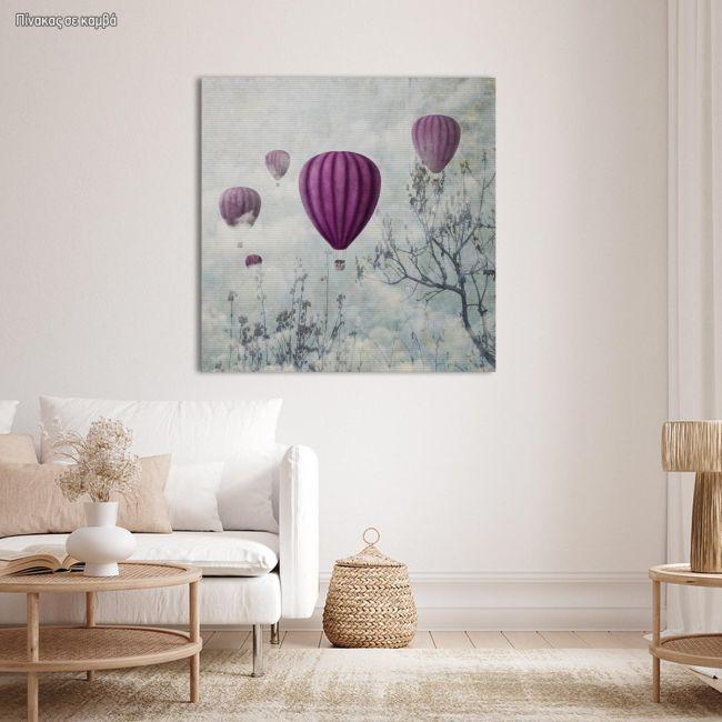 Canvas print Balloons in the clouds