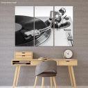 Canvas print Vinyl record player gray, 3 panels