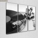 Πίνακας σε καμβά Vinyl record player gray, τρίπτυχος