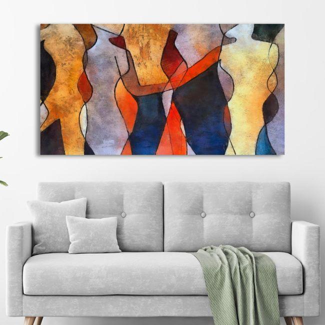 Canvas print Simple line figures, panoramic