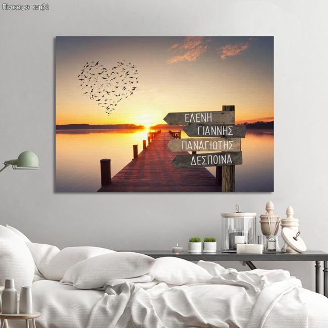 Canvas printfamile names sign, dock