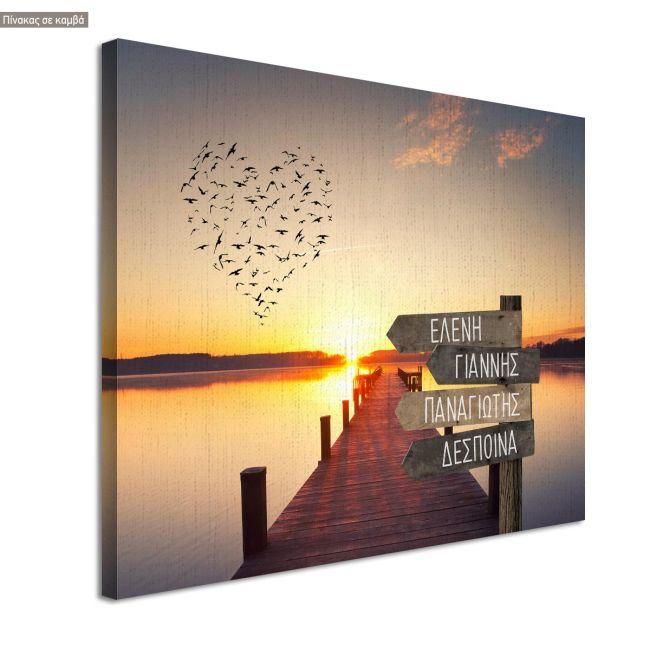 Canvas printfamile names sign, dock