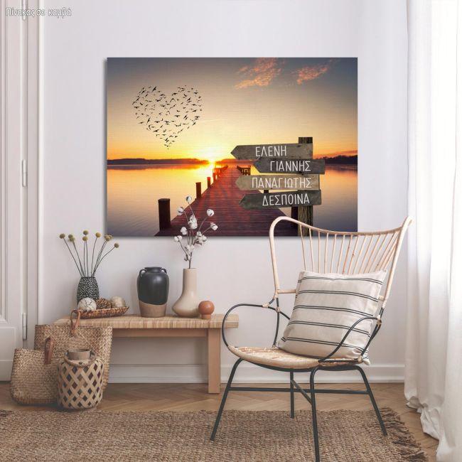 Canvas printfamile names sign, dock