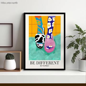 Be different Be yourself αφίσα πόστερ, κάδρο, μαύρη κορνίζα