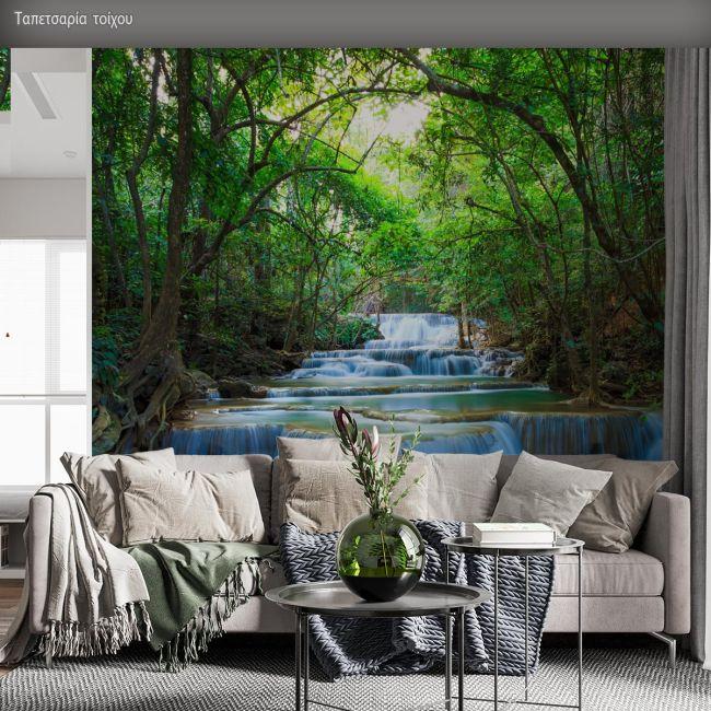 Ταπετσαρία τοίχου Deep forest waterfalls ΙΙ