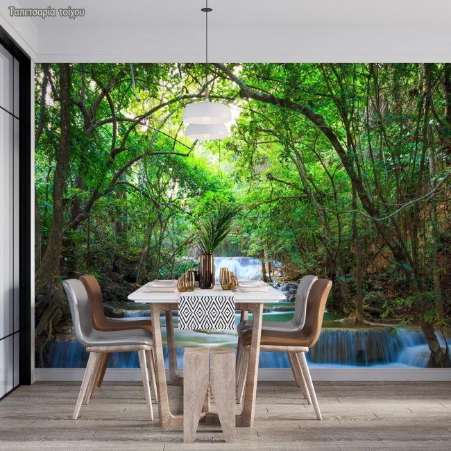 Wallpaper Deep forest waterfalls II