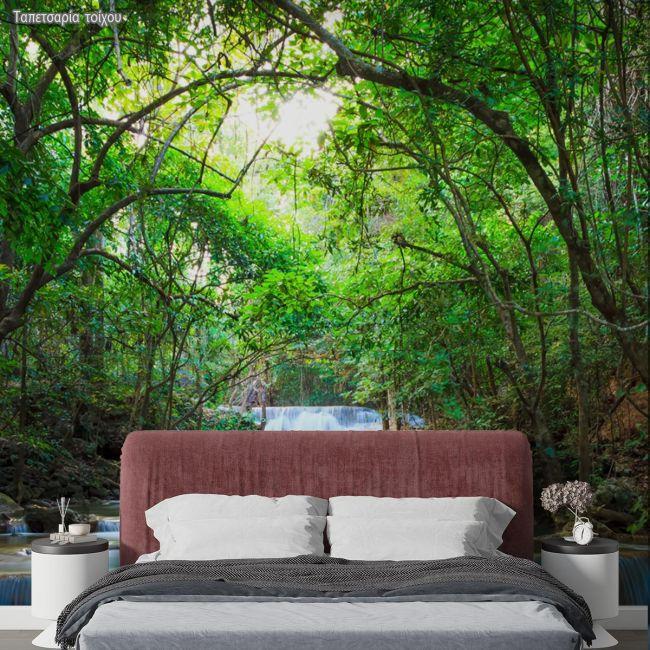 Wallpaper Deep forest waterfalls II