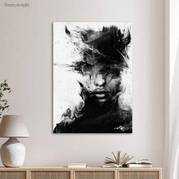 Canvas print Portrait in black and white, vertical