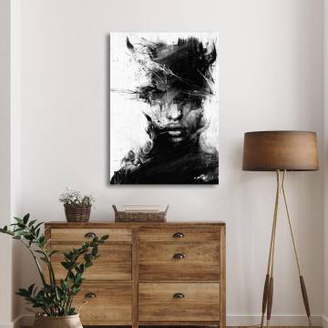 Canvas print Portrait in black and white vertical Framed canvas View 1 2