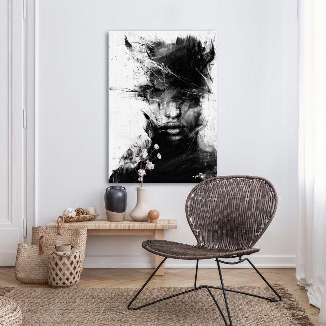 Canvas print Portrait in black and white, vertical