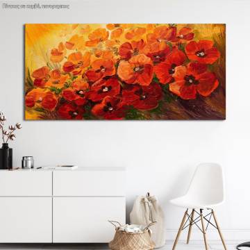 Canvas print, Red poppies, panoramic