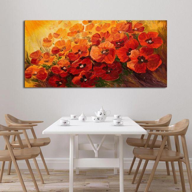 Πίνακας σε καμβά Red poppies, πανοραμικός