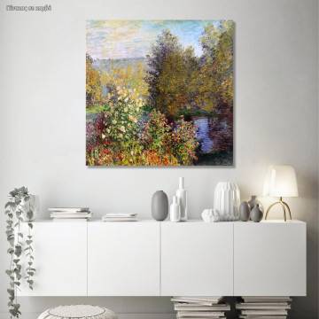 Canvas print Corner of garden in Montgeron, square, Monet