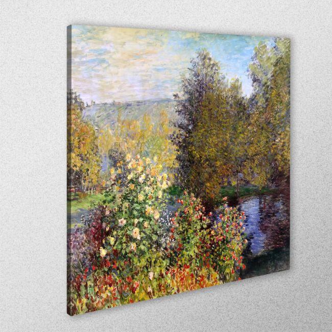 Canvas print Corner of garden in Montgeron, square, Monet