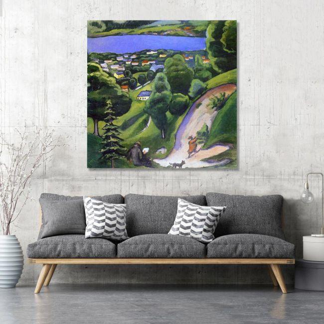 Canvas print View in Tegernsee, square, Macke A.