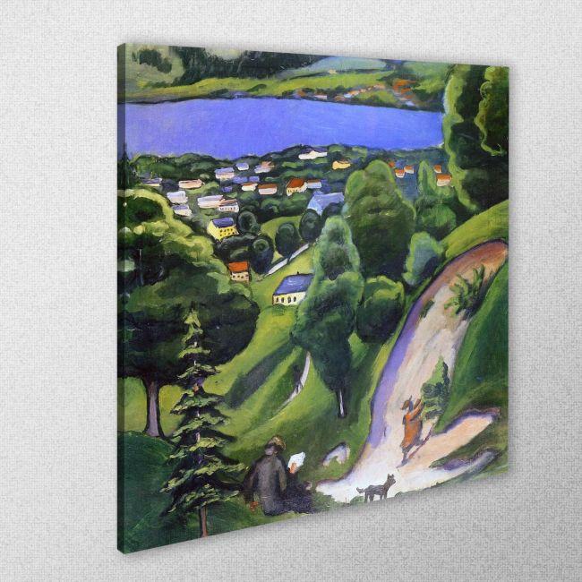 Canvas print View in Tegernsee, square, Macke A.