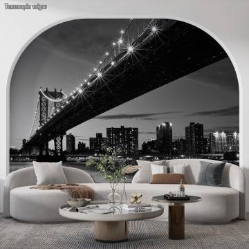 Wallpaper Manhattan Bridge grayscale