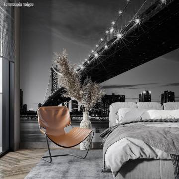 Ταπετσαρία τοίχου Η γέφυρα του Μανχάταν grayscale 2