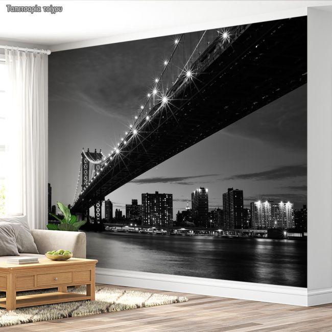 Wallpaper Manhattan Bridge grayscale