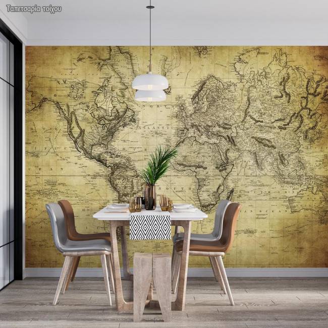 Wallpaper Vintage world map 1814