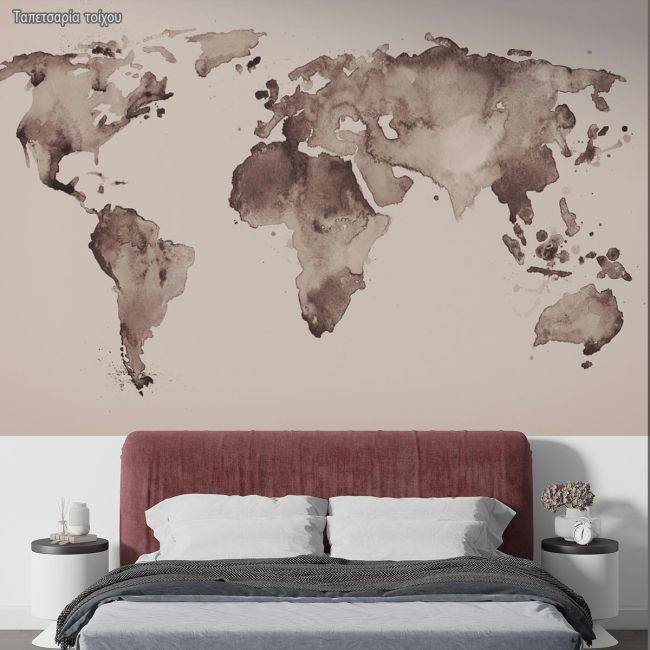 Wallpaper World map old style brown graphics