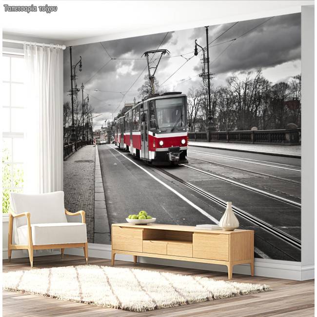 Ταπετσαρία τοίχου Tram in the city 