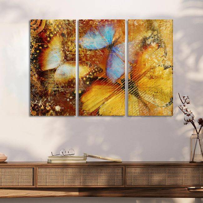 Πίνακας σε καμβά Butterfly I artistic, τρίπτυχος, καμβάς 4