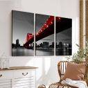 Canvas print Red Manhattan bridge,3 panels