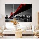 Canvas print Red Manhattan bridge,3 panels