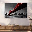 Canvas print Red Manhattan bridge,3 panels