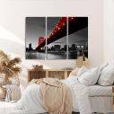Canvas print Red Manhattan bridge,3 panels