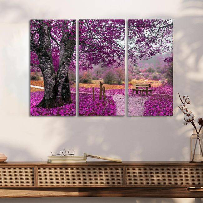 Πίνακας σε καμβά Purple dream, τρίπτυχος, καμβάς 5