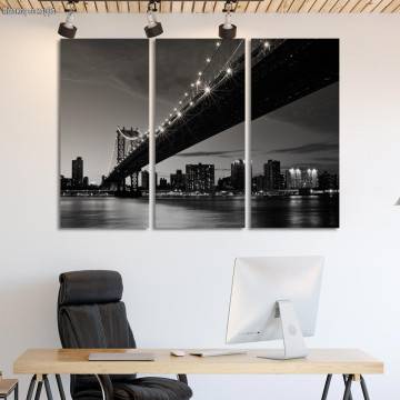 Canvas print Manhattan bridge grayscale,3 panels