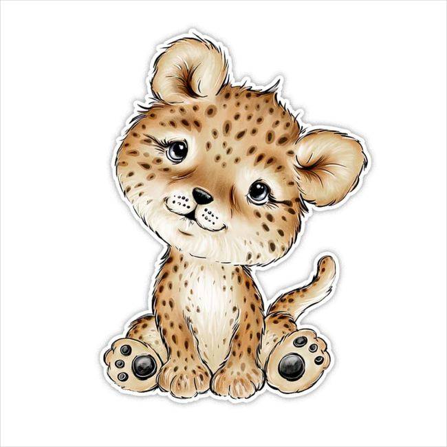 Wooden printed figure, cute little tiger