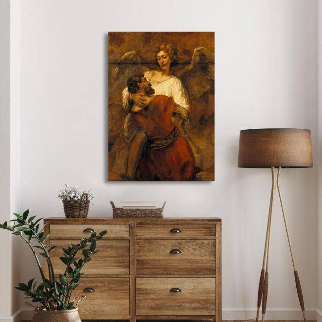 Πίνακας ζωγραφικής Jakobs fight with an angel, Rembrandt, καμβάς 3