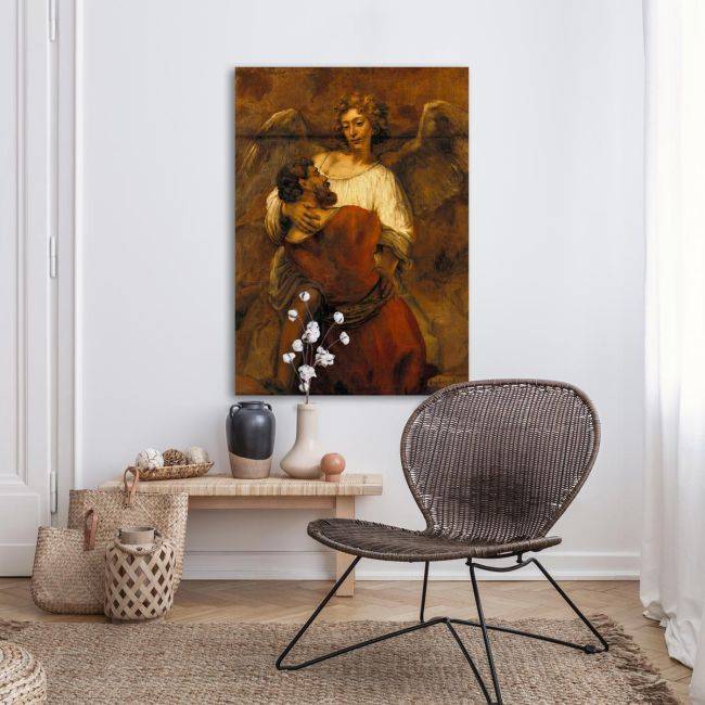 Canvas print Jakobs fight with an angel, Rembrandt