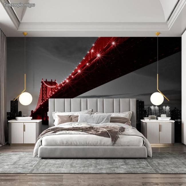 Ταπετσαρία τοίχου Red Manhattan bridge