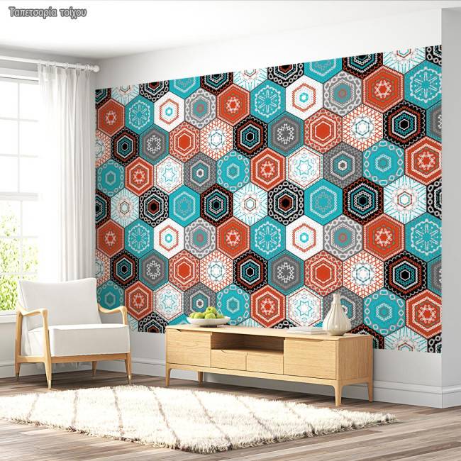 Ταπετσαρία τοίχου Hexagon pattern, μοτίβο