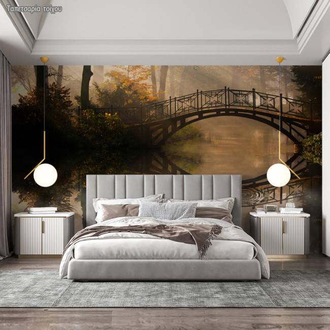 Ταπετσαρία τοίχου Παλιά γέφυρα στη λίμνη