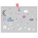 Kids wall stickers colorful clouds and stars girly