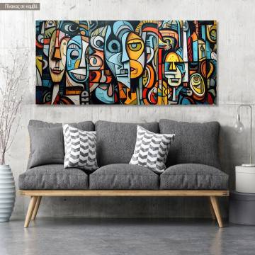 Canvas print Figures on the wall, panoramic
