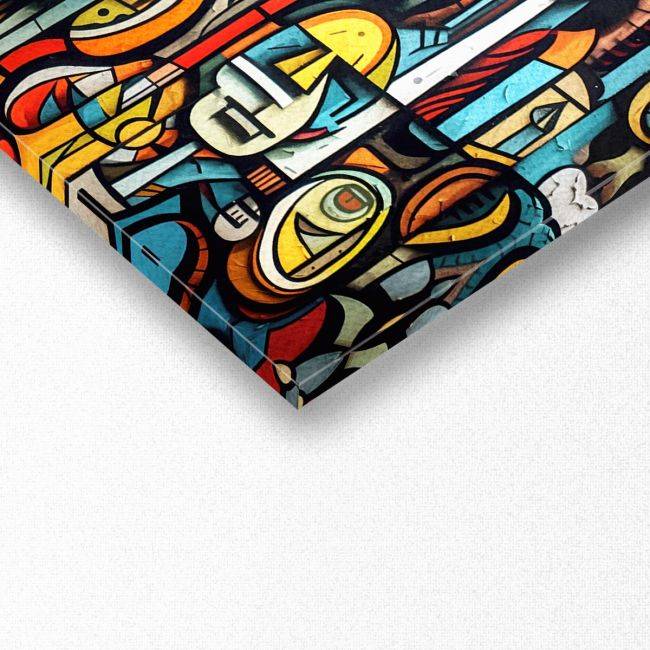 Canvas print Figures on the wall, panoramic