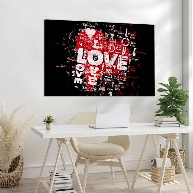 Πίνακας σε καμβά Love, grunge style, καμβάς 4