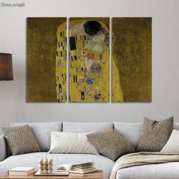 Πίνακας σε καμβά The kiss (portrait), Klimt Gustav, τρίπτυχος, καμβάς 1
