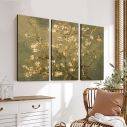 Canvas print Blossoming almond tree (brown), Vincent van Gogh, 3 panels