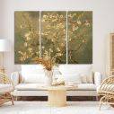 Canvas print Blossoming almond tree (brown), Vincent van Gogh, 3 panels