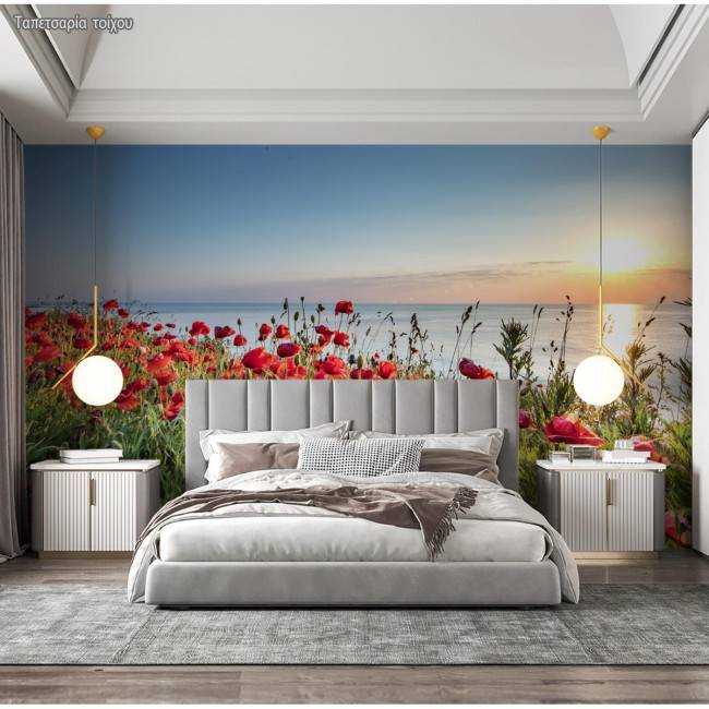 Wallpaper a sea of poppies