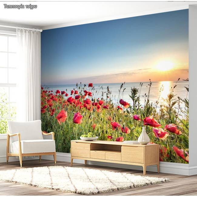 Wallpaper a sea of poppies