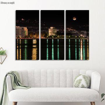 Canvas print Thessaloniki with full moon,3 panels